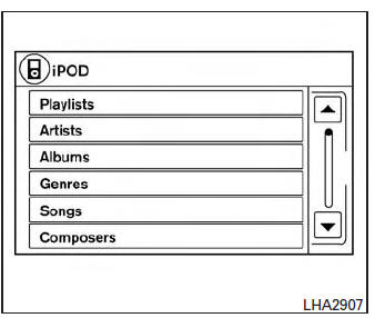 The interface for iPod® operation shown on the