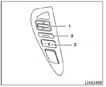 Steering wheel switch for audio control (if so equipped) 