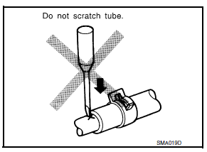 rubber hose, do not pry off rubber hose with