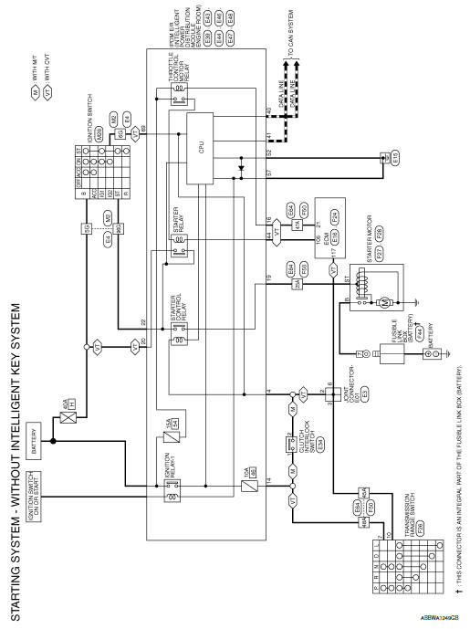 Starting system (without intelligent key)