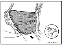 Remove rear door finisher as shown.