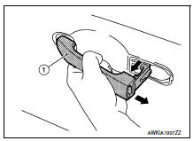 Rear door handle : removal and installation - inside handle 