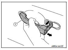 Front door handle : removal and installation - outside handle