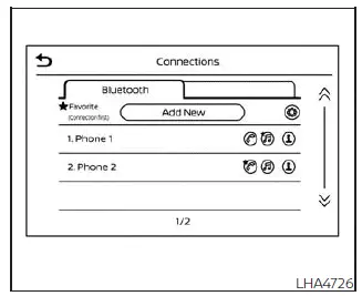Nissan Sentra Bluetooth audio screen