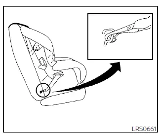 Nissan Sentra LATCH webbing-mounted attachment example