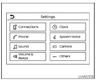 Nissan Sentra settings screen