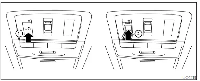 Nissan Sentra Emergency Call SOS button near map light