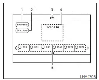 Nissan Sentra AM FM radio screen