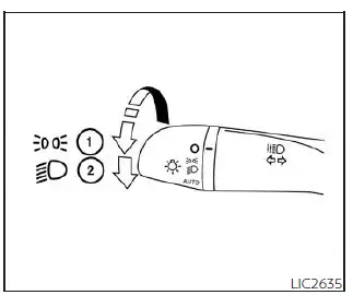 Nissan Sentra headlight and turn signal switch Type A control layout