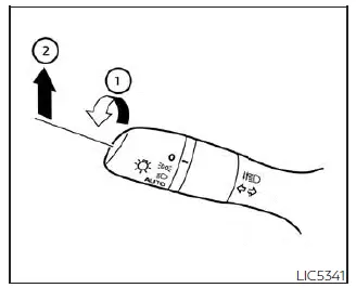 Nissan Sentra High Beam Assist control on headlight and turn signal switch