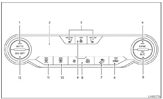 Nissan Sentra automatic heater and air conditioner control panel