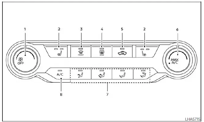 Nissan Sentra manual heater and air conditioner controls