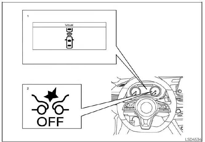 I-FCW system indicators on 7-inch display Nissan Sentra