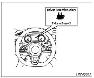 Intelligent Driver Alertness (I-DA) warning display on Nissan Sentra with 7 inch meter display