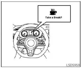 Intelligent Driver Alertness (I-DA) warning display on Nissan Sentra with 4.2 inch meter display
