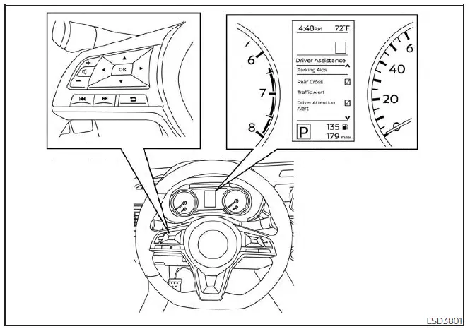 Intelligent Driver Alertness (I-DA) display on Nissan Sentra 4.2 inch meter display