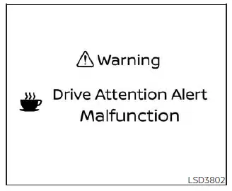 Intelligent Driver Alertness (I-DA) system warning message on Nissan Sentra