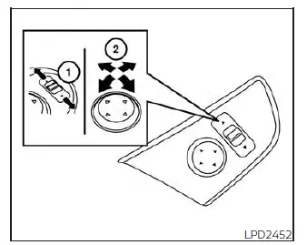 Nissan Sentra outside mirror adjustment controls