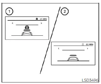Nissan Sentra ICC system set display with and without vehicle ahead