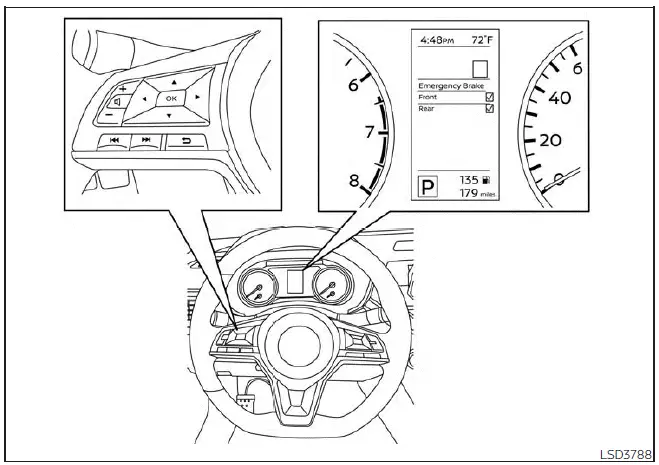 Nissan Sentra AEB with Pedestrian Detection activation screen