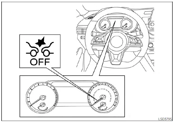 AEB with Pedestrian Detection system temporarily unavailable display on Nissan Sentra