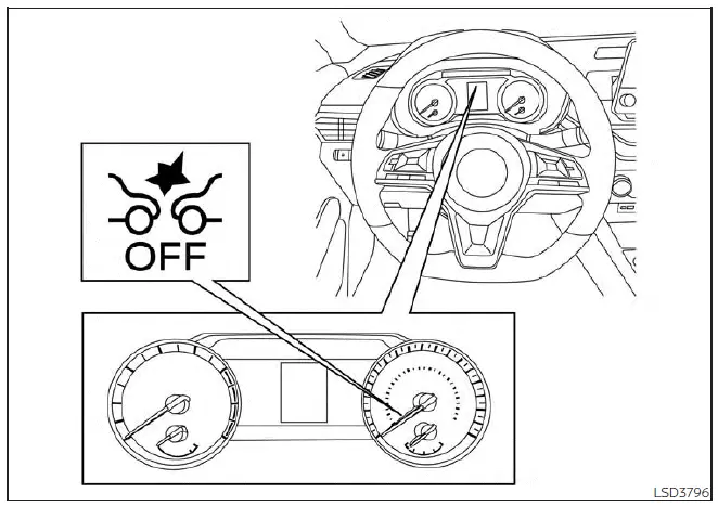 AEB with Pedestrian Detection system warning on Nissan Sentra 4.2 inch display