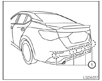 Nissan Sentra Rear Automatic Braking (RAB) parking sensor location and maintenance area