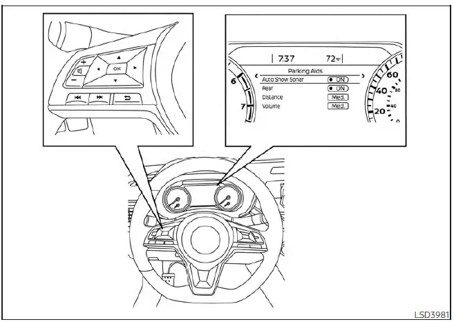 Nissan Sentra Rear Sonar System settings menu