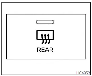Nissan Sentra rear window and outside mirror defroster switch location and indicator