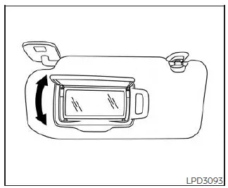 Nissan Sentra vanity mirror in sun visor
