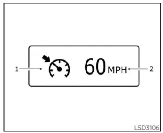 Nissan Sentra vehicle information display showing cruise control indicators and set speed