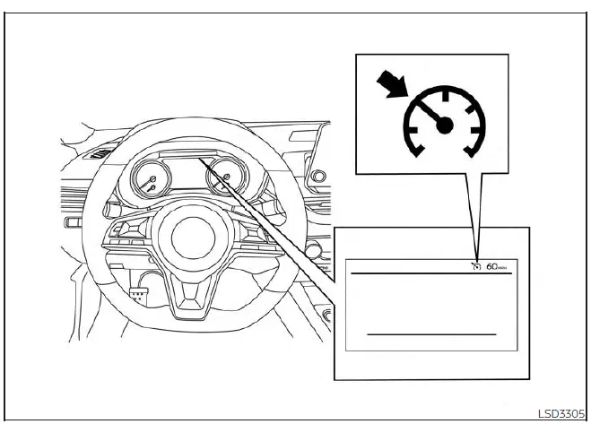 Nissan Sentra cruise control system status indicator display