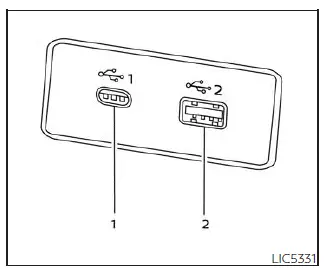 Nissan Sentra front USB charging ports layout