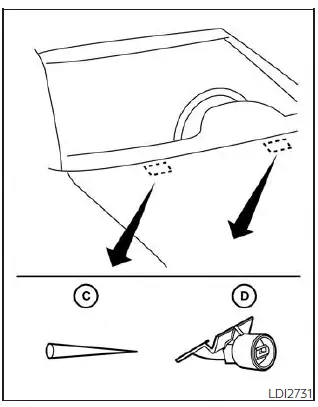 Nissan Sentra washer nozzle cleaning location