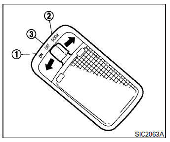 The interior light has a three-position switch and